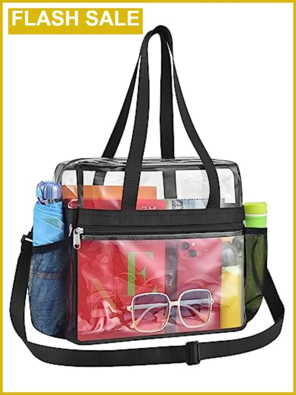 Clear Tote Bag Stadium Approved 12x12x6 PVC Water Resistant Crossbody